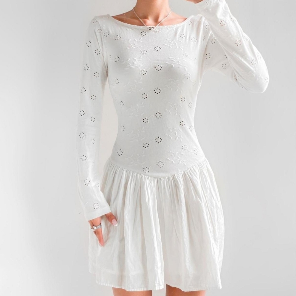 Free People Surley Mini Eyelet Dress NWT M